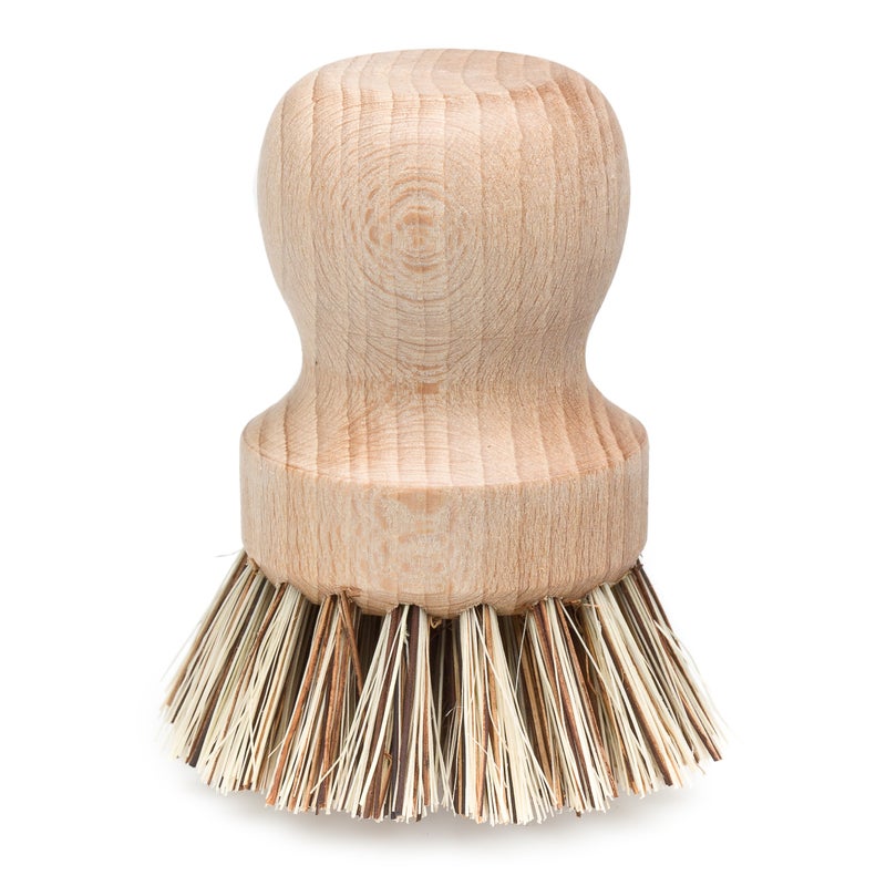 REDECKER Natural Fiber Bristle Pot Brush, Untreated Beechwood Handle, Heat-Resistant Union Fiber Head for Cleaning Pots, Pans and More, 2-1/2 inch Diameter - Beechwood Dish Brush -Scrubber - Image 1